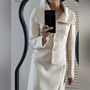 Valentino Wool Cream Skirt Suit